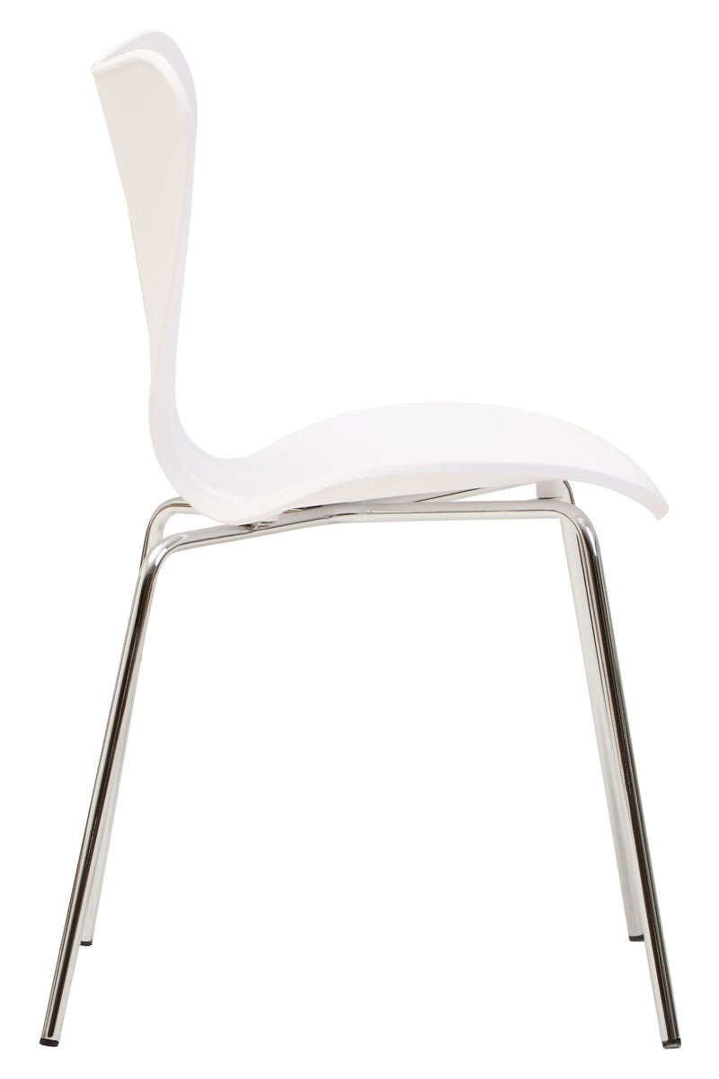 Laila White Moulded Plastic Dining Chair with Chrome Legs