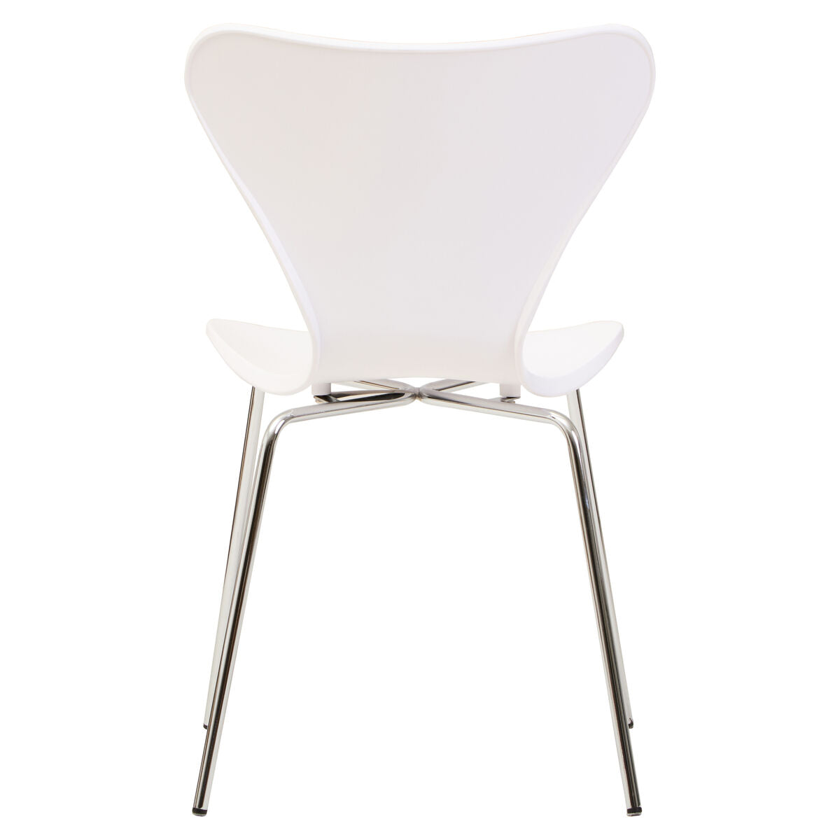 Laila White Moulded Plastic Dining Chair with Chrome Legs