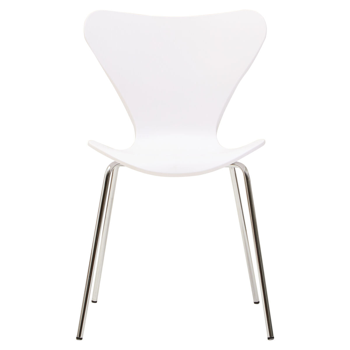 Laila White Moulded Plastic Dining Chair with Chrome Legs