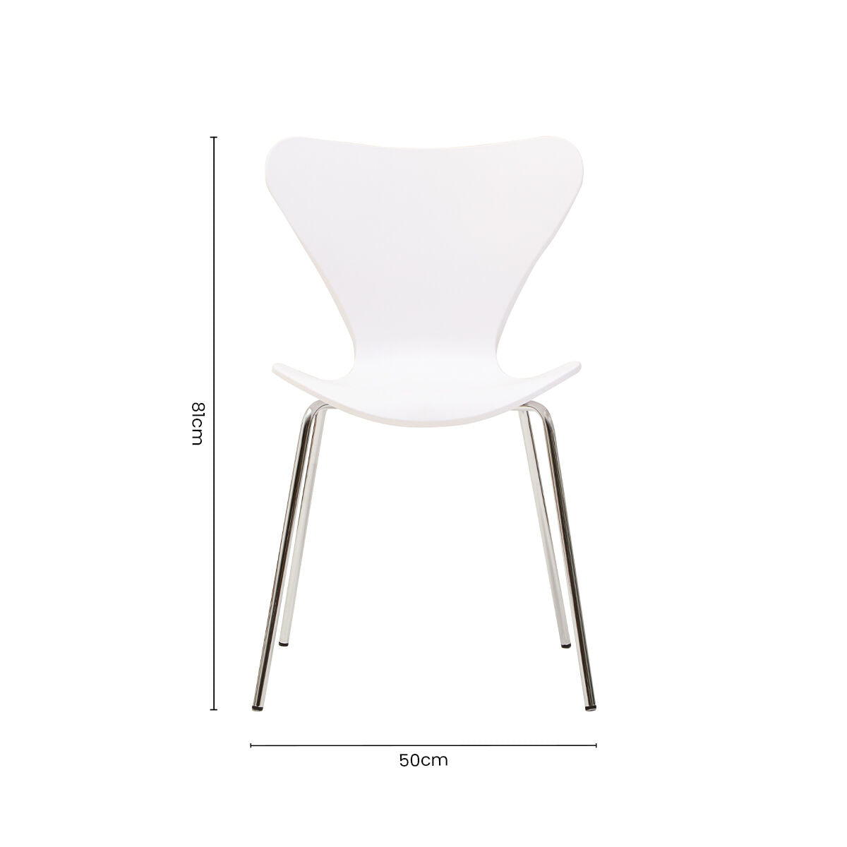 Laila White Moulded Plastic Dining Chair with Chrome Legs