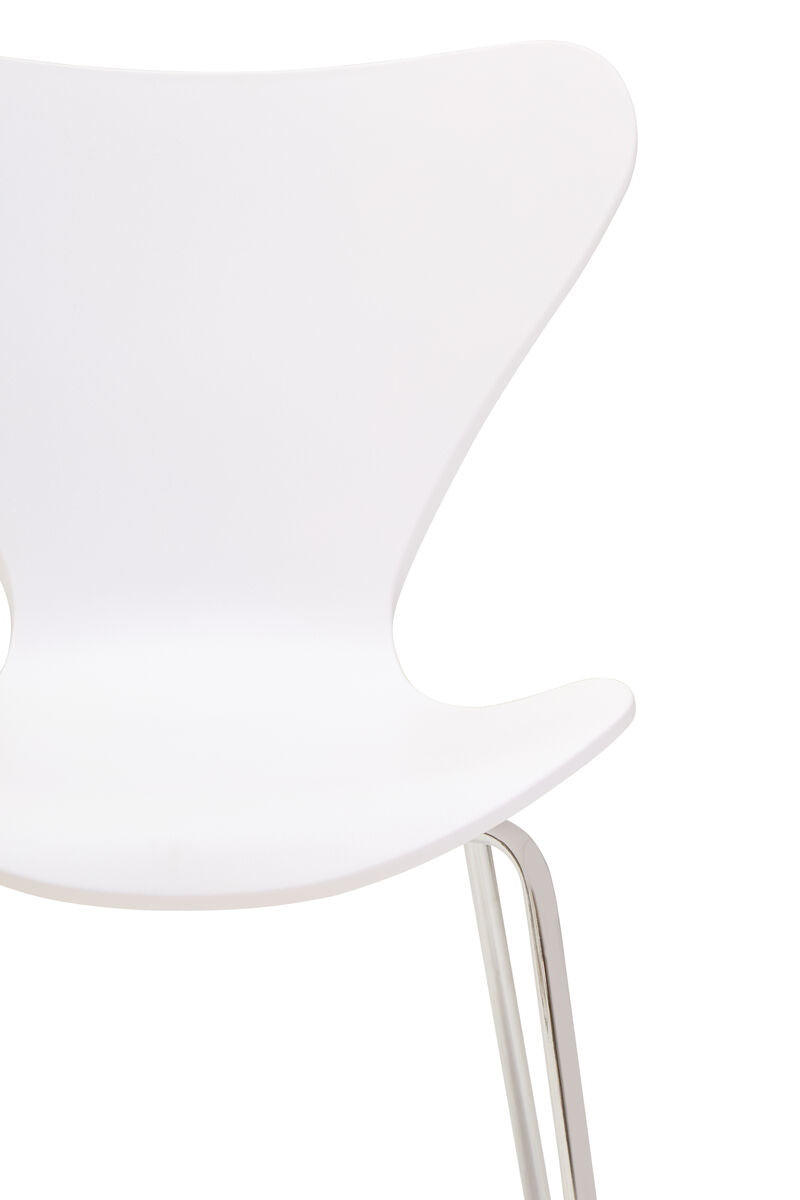 Laila White Moulded Plastic Dining Chair with Chrome Legs