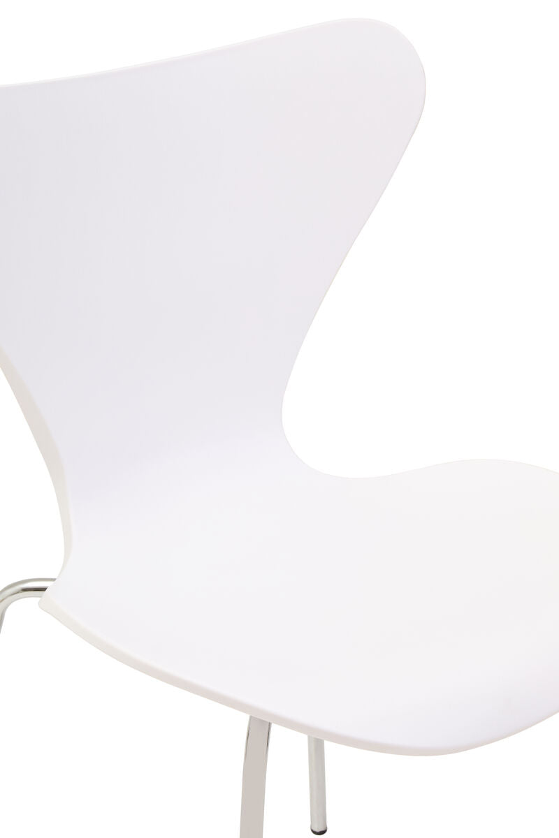 Laila White Moulded Plastic Dining Chair with Chrome Legs