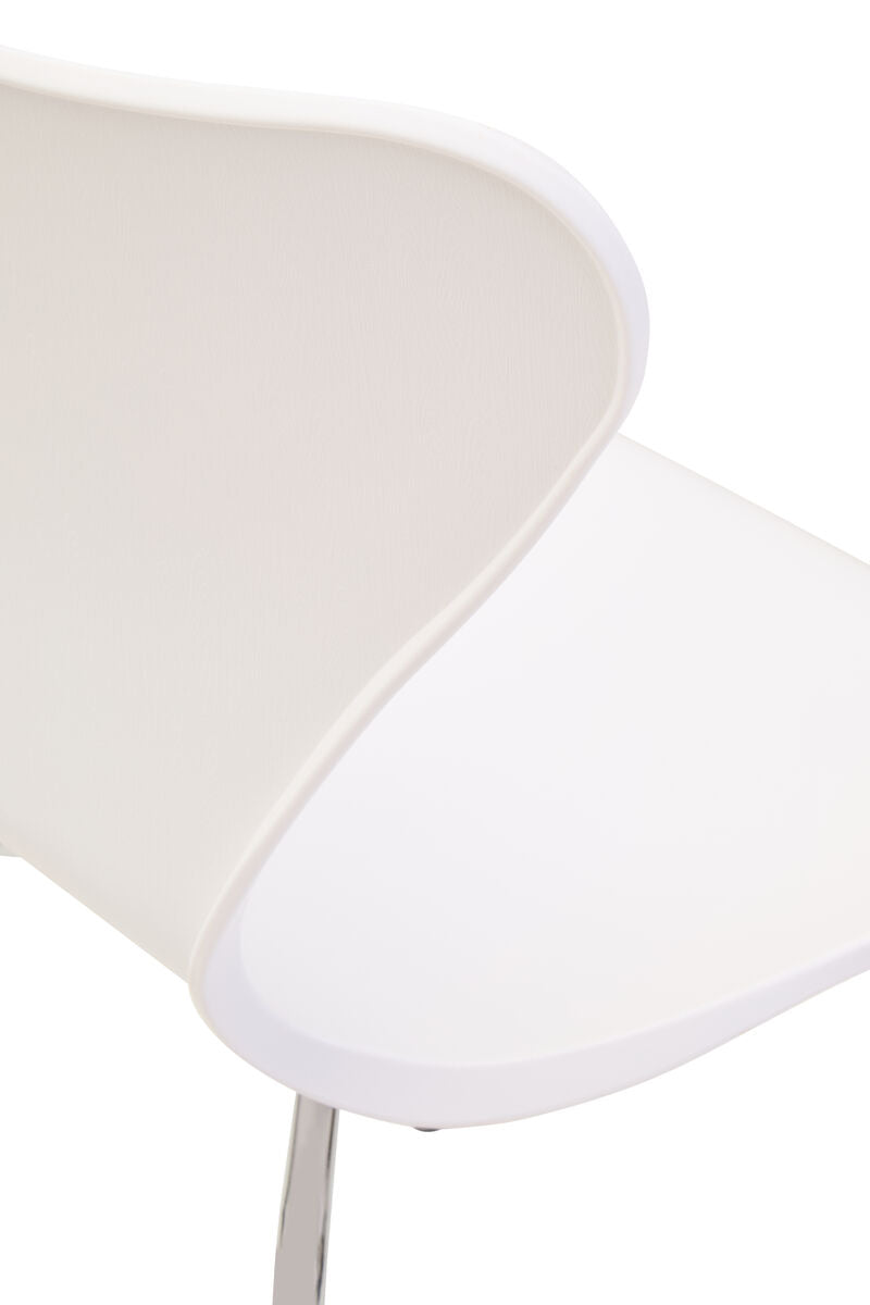 Laila White Moulded Plastic Dining Chair with Chrome Legs