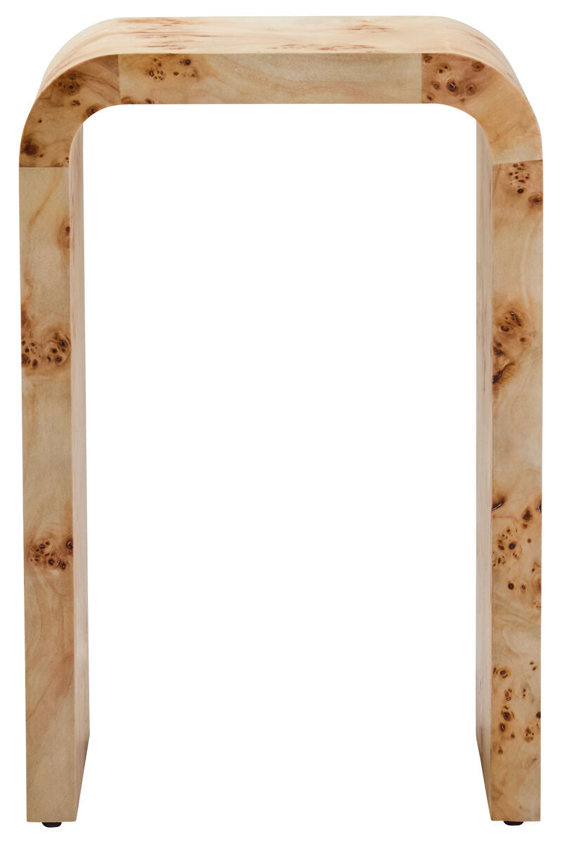 Natural Burl Wood Curved Side Table with Smooth Curved Edges | Mota