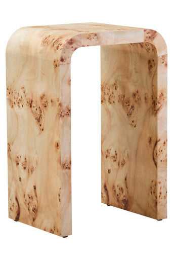 Natural Burl Wood Curved Side Table with Smooth Curved Edges | Mota