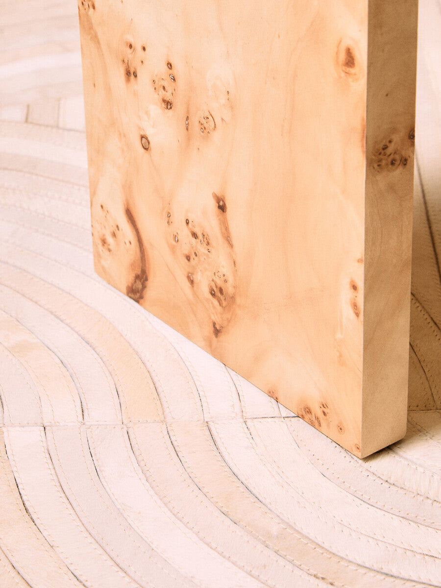 Natural Burl Wood Curved Side Table with Smooth Curved Edges | Mota