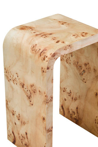 Natural Burl Wood Curved Side Table with Smooth Curved Edges | Mota