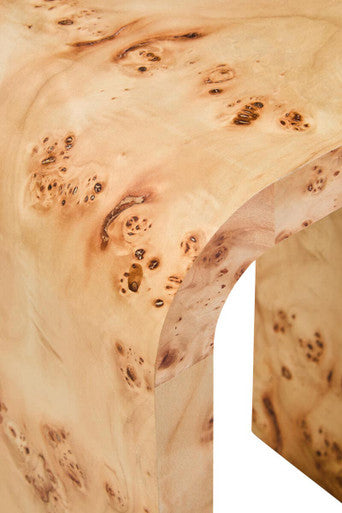Natural Burl Wood Curved Side Table with Smooth Curved Edges | Mota