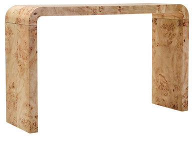 Mota Natural Burl Wood Curved Console Table