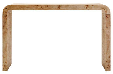 Mota Natural Burl Wood Curved Console Table