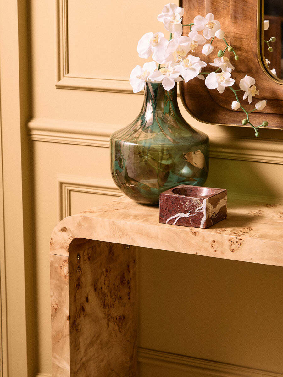 Mota Natural Burl Wood Curved Console Table