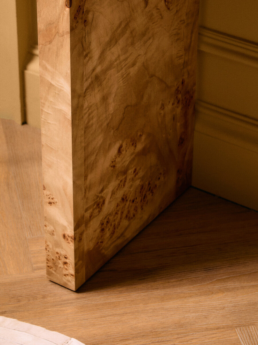 Mota Natural Burl Wood Curved Console Table