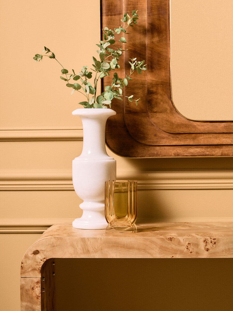 Mota Natural Burl Wood Curved Console Table