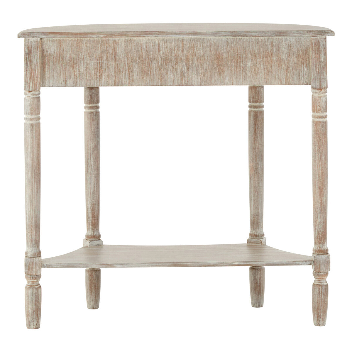 Grey Half Moon Wooden Console Table with 1 Drawer and 1 Lower Open Storage Shelf | Heritage