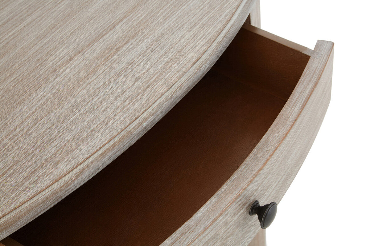 Grey Half Moon Wooden Console Table with 1 Drawer and 1 Lower Open Storage Shelf | Heritage