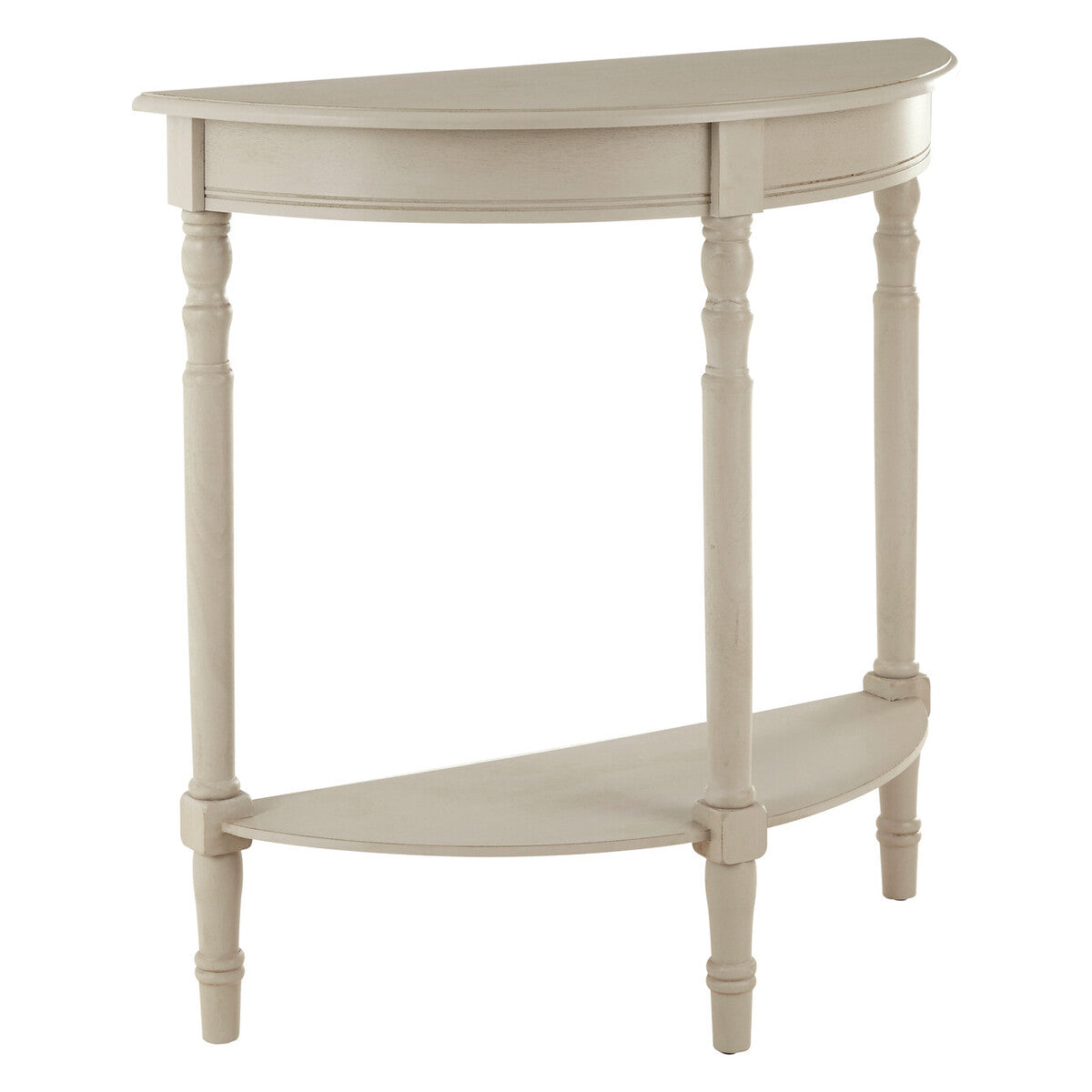 Heritage Grey Putty Wooden Half Moon Console Table