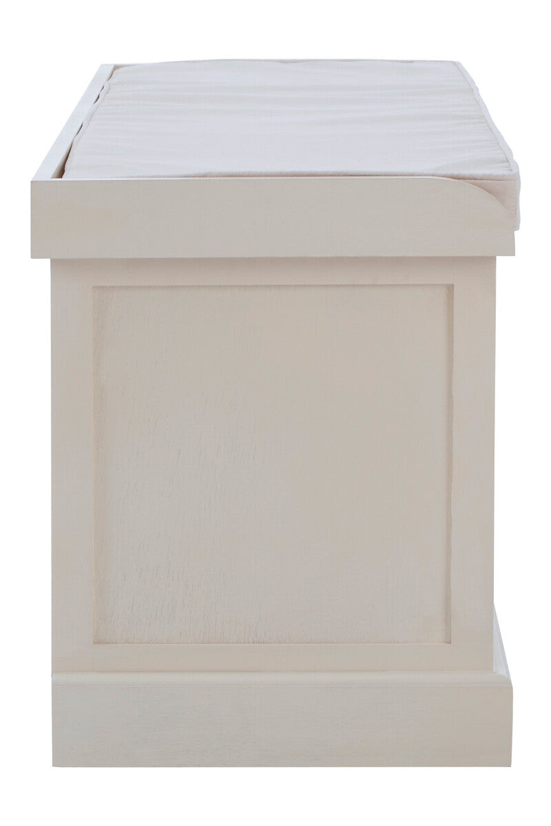 Heritage White Wooden and Rattan 3 Drawer Storage Bench with Cushion