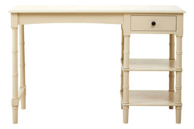 Heritage Ivory Wooden Desk with Drawer and Shelves