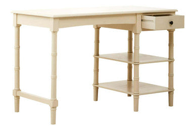 Heritage Ivory Wooden Desk with Drawer and Shelves