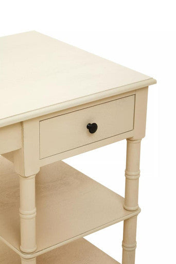 Heritage Ivory Wooden Desk with Drawer and Shelves