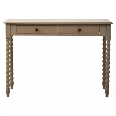Heritage Natural Wash Wooden 2 Drawer Desk with Spindle Legs