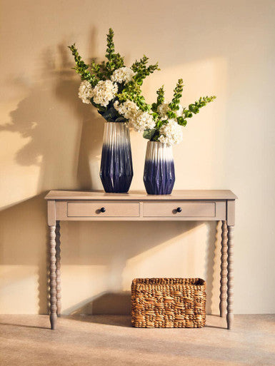 Heritage Natural Wash Wooden 2 Drawer Desk with Spindle Legs