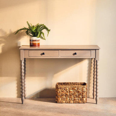 Heritage Natural Wash Wooden 2 Drawer Desk with Spindle Legs