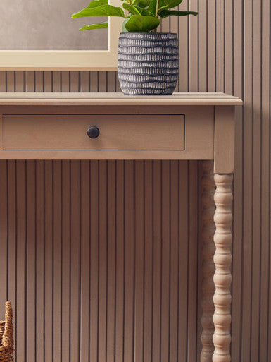 Heritage Natural Wash Wooden 2 Drawer Desk with Spindle Legs