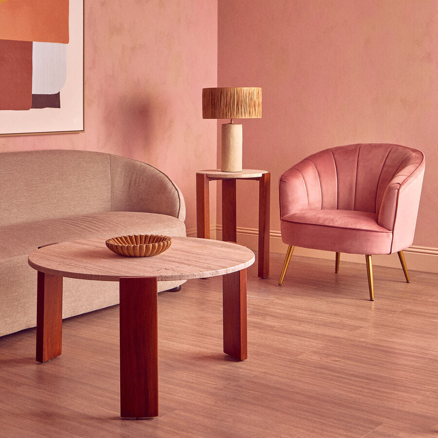 Yolanda Pink Velvet Curved Chair