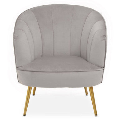 Yolanda Grey Velvet Curved Chair