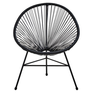 Miami Black Rattan 3 Piece Patio Set with Glass Top Table