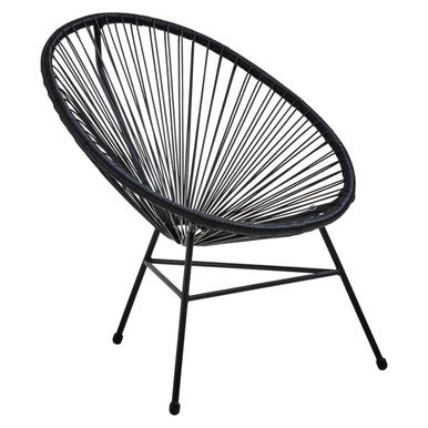 Miami Black Rattan 3 Piece Patio Set with Glass Top Table
