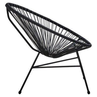 Miami Black Rattan 3 Piece Patio Set with Glass Top Table