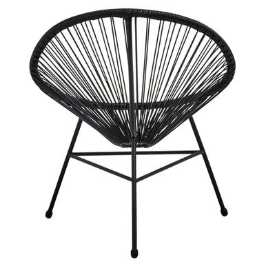 Miami Black Rattan 3 Piece Patio Set with Glass Top Table