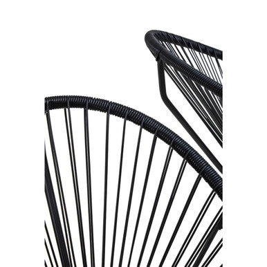 Miami Black Rattan 3 Piece Patio Set with Glass Top Table