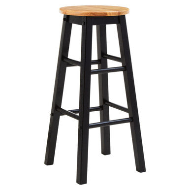 Chester Black and Natural Tropical Hevea Wood Kitchen or Bar Stool