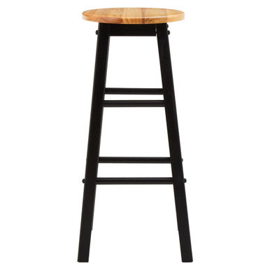 Chester Black and Natural Tropical Hevea Wood Kitchen or Bar Stool