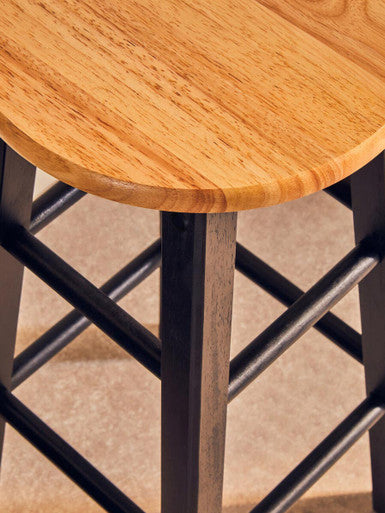 Chester Black and Natural Tropical Hevea Wood Kitchen or Bar Stool