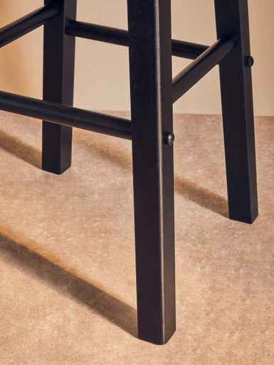 Chester Black and Natural Tropical Hevea Wood Kitchen or Bar Stool