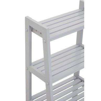 Chester Grey Tropical Hevea Wood 4 Tier Ladder Shelf Unit