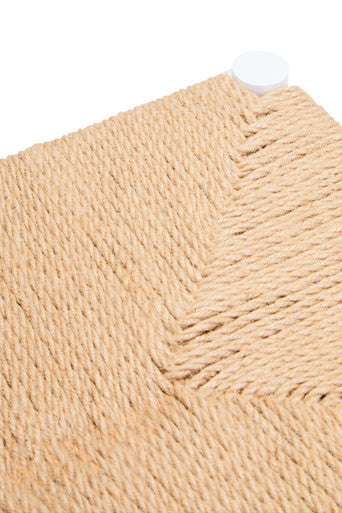 Bandar Natural Rope Woven Small Bench with White Wooden Legs