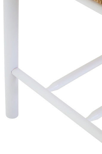 Bandar Natural Rope Woven Small Bench with White Wooden Legs