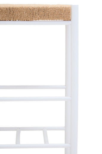Bandar Natural Rope Woven Bar Stool with White Wooden Legs