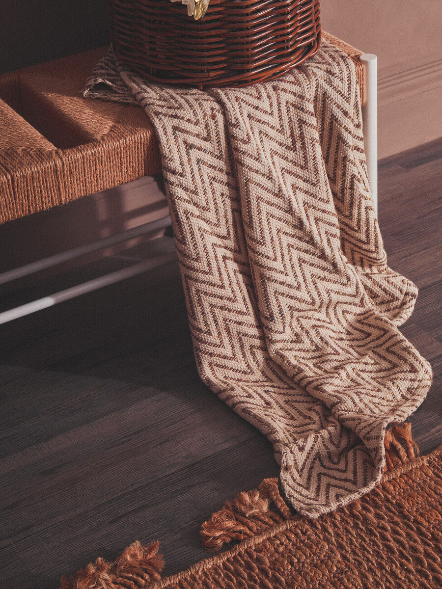 Bandar Natural Rope Woven Large Bench with White Wooden Legs