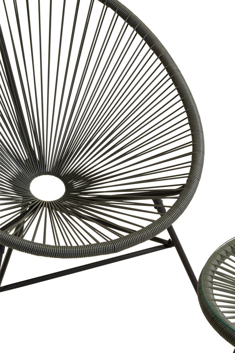 Miami Grey Rattan 3 Piece Patio Set with Glass Top Table