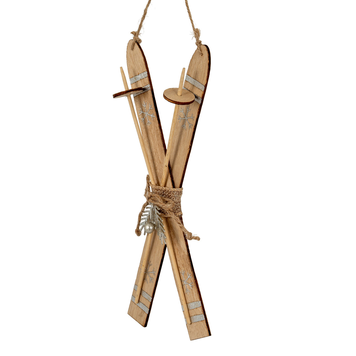 Large Natural Rustic Crossed Skis