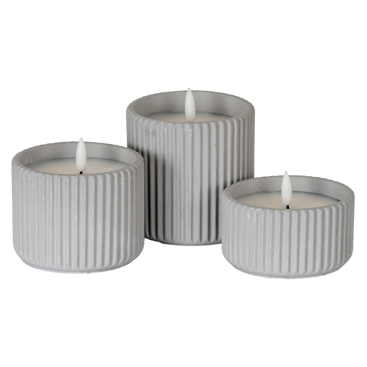 Luxe Collection Natural Glow Chalk Ribbed Medium Led Candle