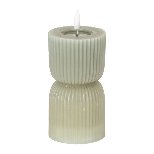 Luxe Collection Natural Glow 2.75x6 Grey Carved LED Candle