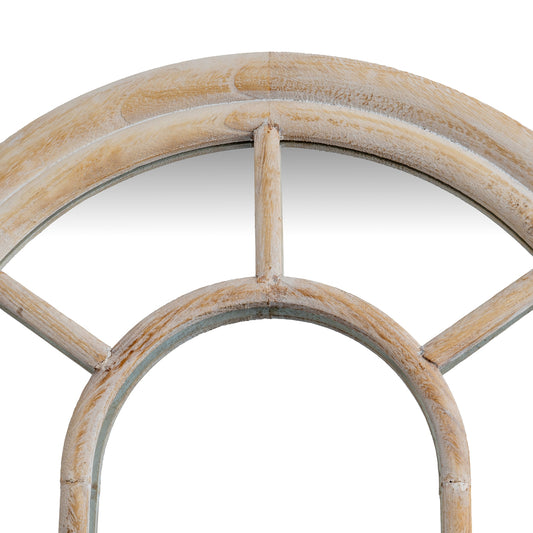 Washed Wood Tall Arched Window Mirror