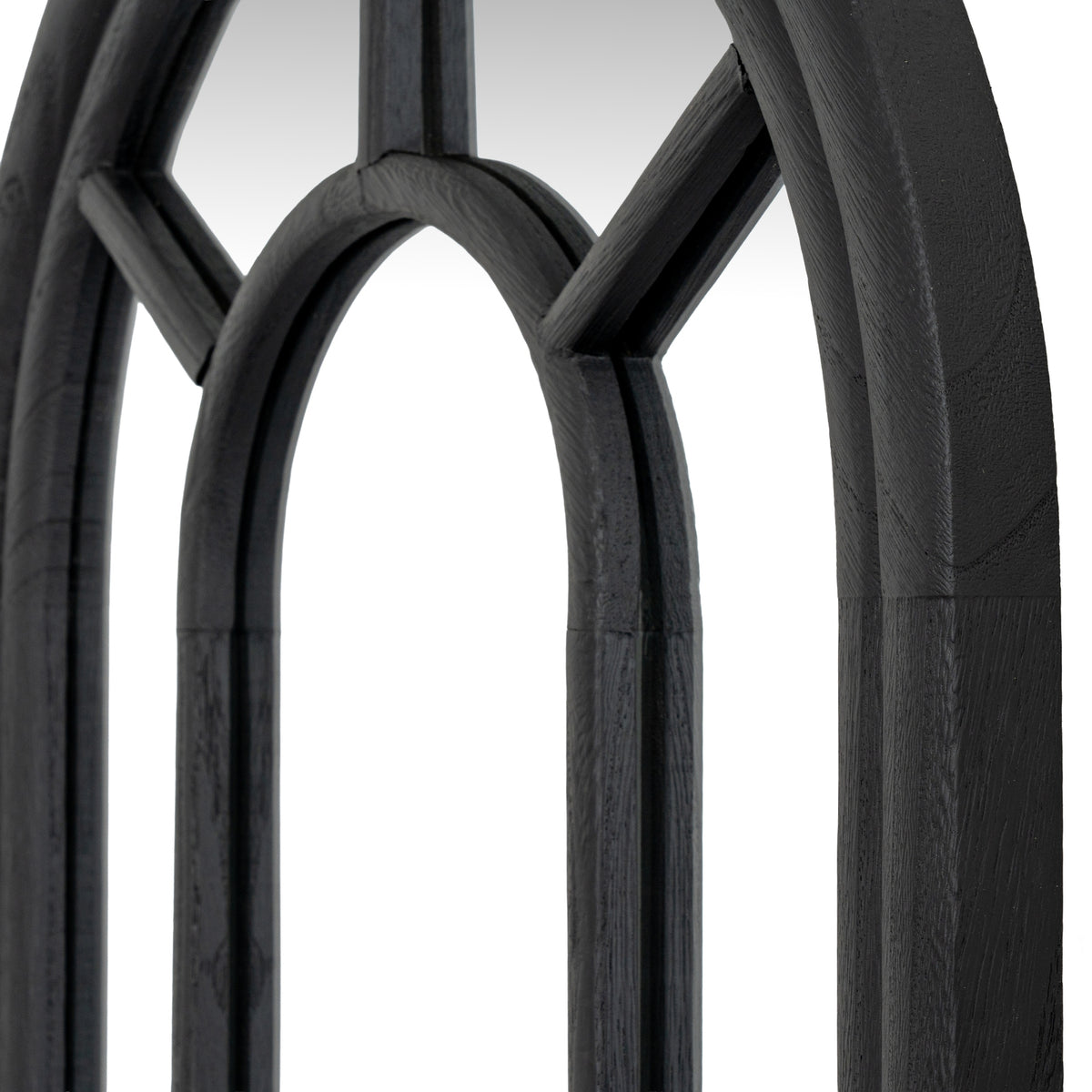 Black Wood Tall Arched Window Mirror